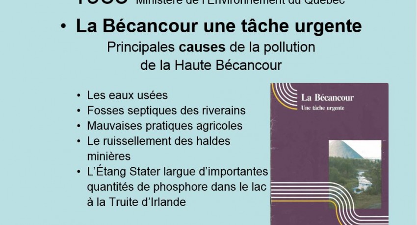 LA BÉCANCOUR UNE TÂCHE URGENTE (1985)