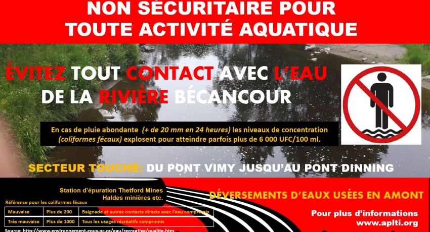 AVIS IMPORTANT – RIVIÈRE BÉCANCOUR (secteur Haute Bécancour)